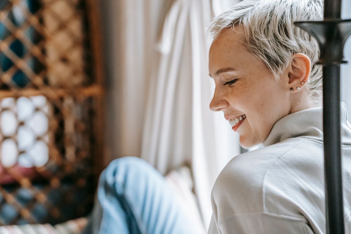 Smiling woman in natural light