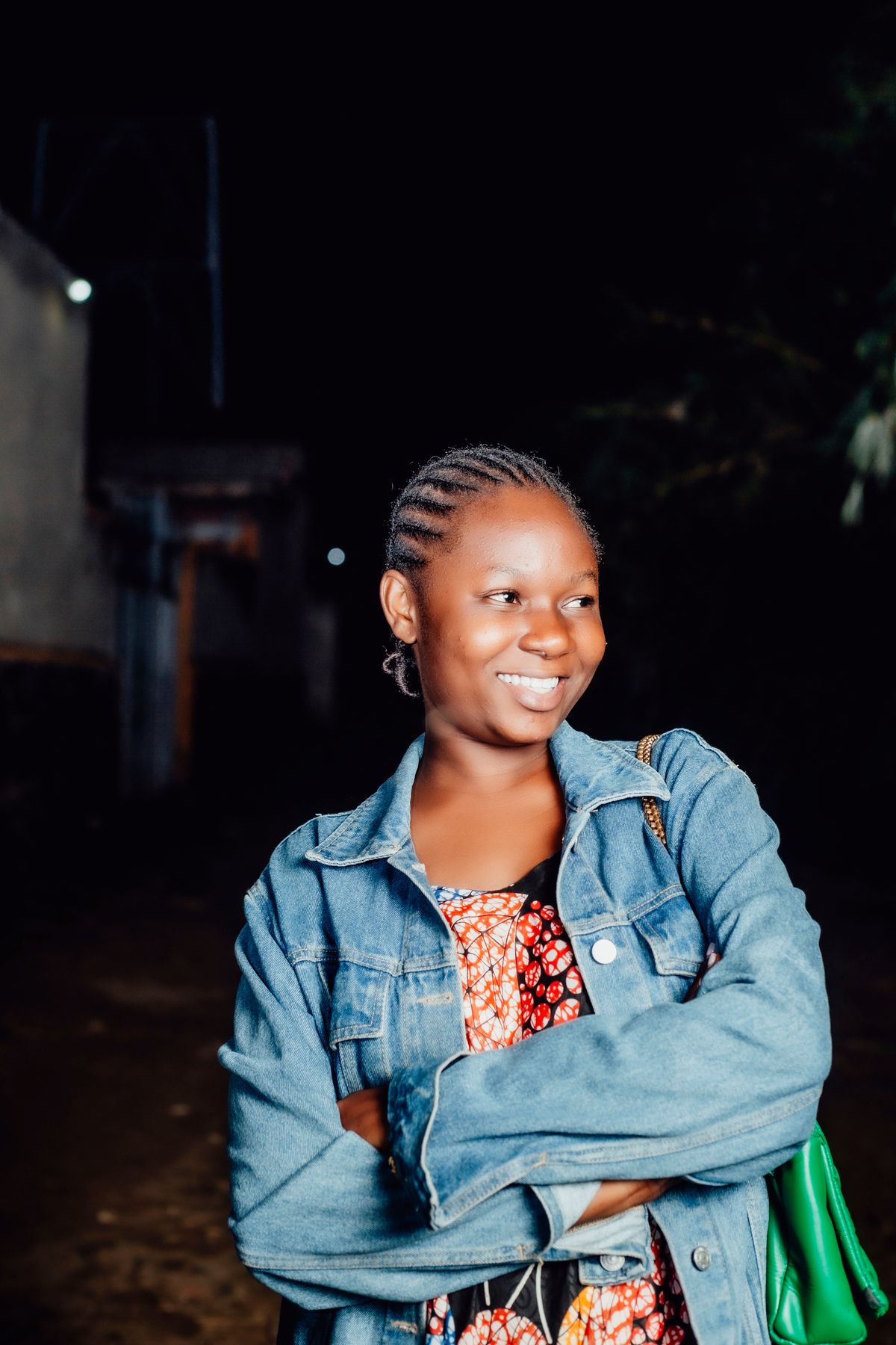 Smiling person looking at camera